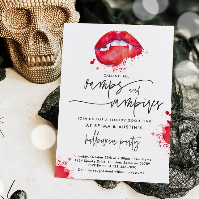 Invitación Vamps And Vampis Halloween Cocktail Fiesta Soiree (Subido por el creador)