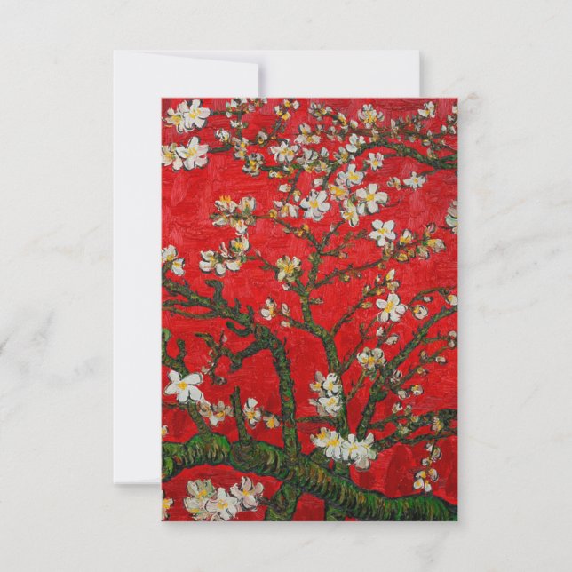 Invitación Van Gogh Almond Blossoms Red (Anverso)