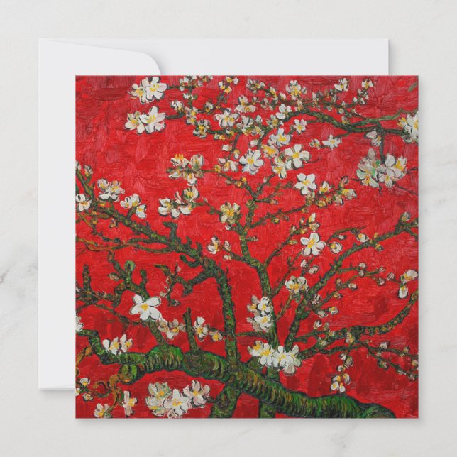 Invitación Van Gogh Almond Blossoms Red (Anverso)