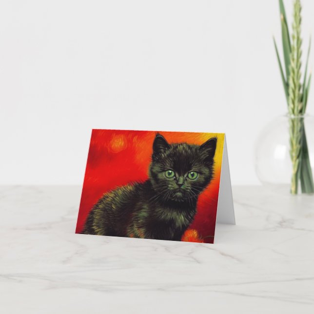Invitación Van Gogh Black Kitten (Anverso)