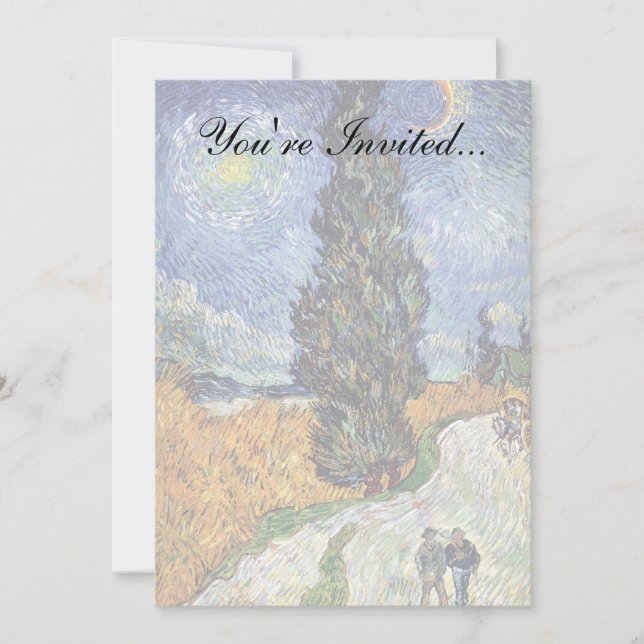Invitación Van Gogh - Camino con cipreses (Anverso)