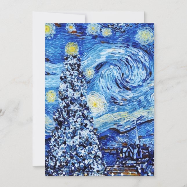 Invitación Van Gogh - La noche estrellada - Navidades blancos (Anverso)