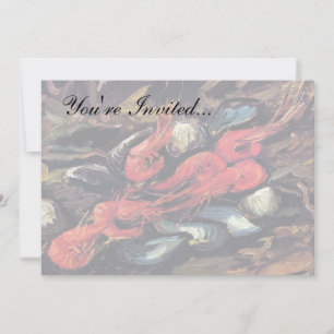 Invitación Van Gogh - Naturaleza Muerta con Mejillones y Gamb