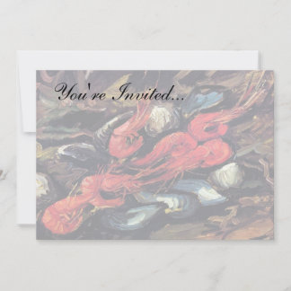 Invitación Van Gogh - Naturaleza Muerta con Mejillones y Gamb