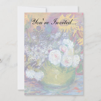 Invitación Van Gogh - Naturaleza muerta con rosas y girasoles