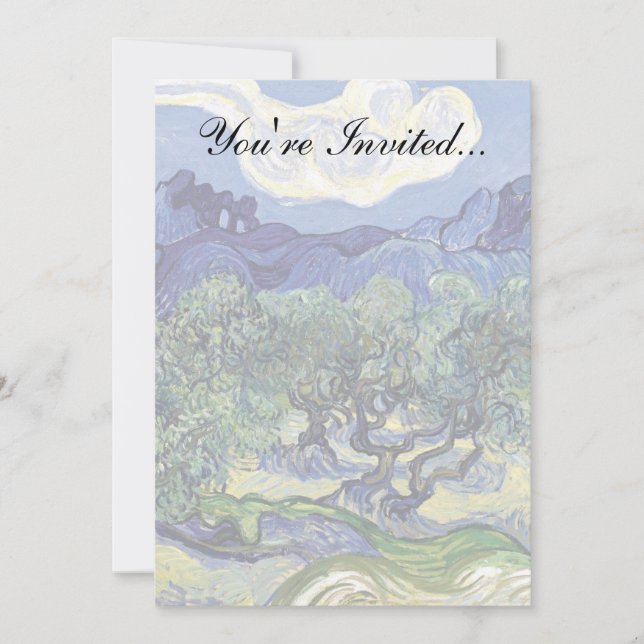Invitación Van Gogh - Olivos En Un Paisaje Montañoso (Anverso)