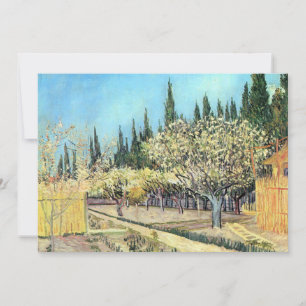Invitación Van Gogh Orchard en flor, bordeado de cipreses