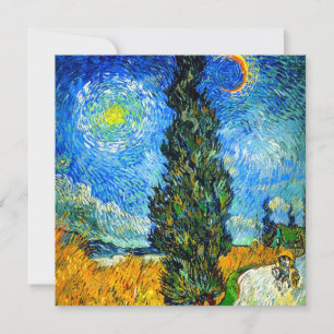 Invitación Van Gogh Road con Cypress y Star