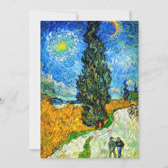 Invitación Van Gogh Road con Cypress y Star (Anverso)