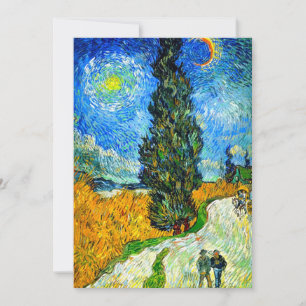 Invitación Van Gogh Road con Cypress y Star