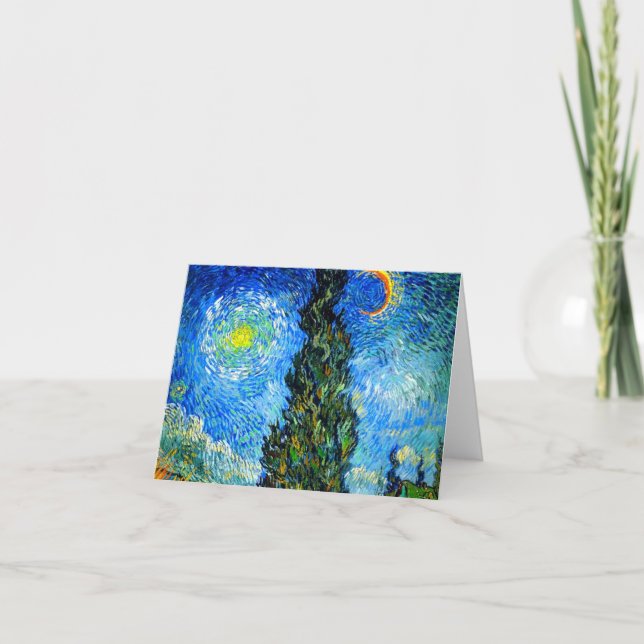 Invitación Van Gogh Road con Cypress y Star (Anverso)
