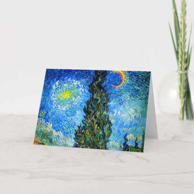 Invitación Van Gogh Road con Cypress y Star (Anverso)