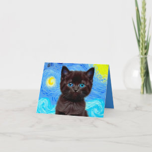Invitación Van Gogh Starry Night Black Cat