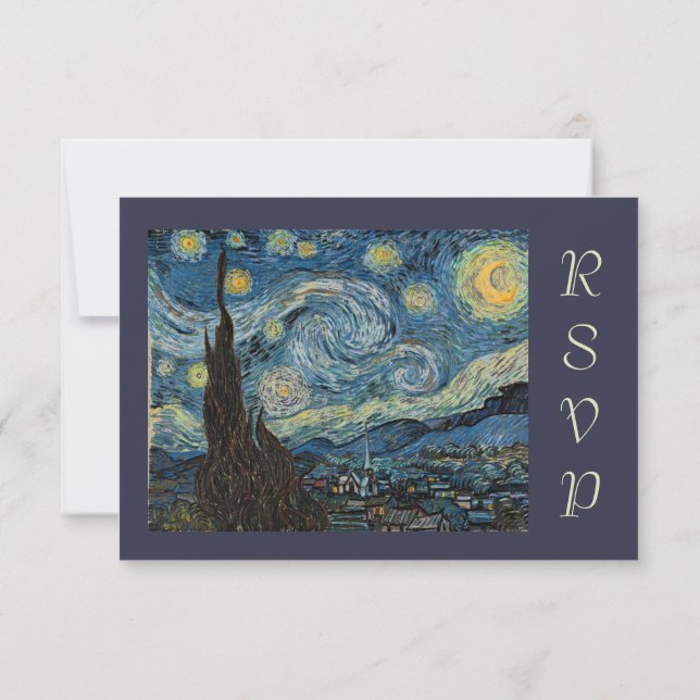 Invitación Van Gogh Starry Night Rsvp (Reverso)
