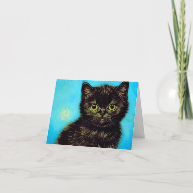 Invitación Van Gogh Style Pouting Kitten (Anverso)