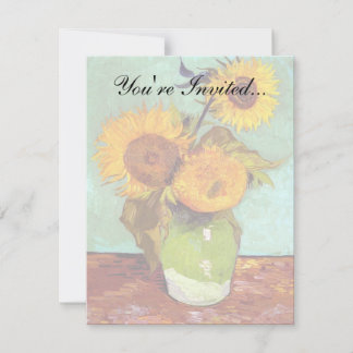 Invitación Van Gogh - Tres Girasoles En Un Jarrón - Arte Fino
