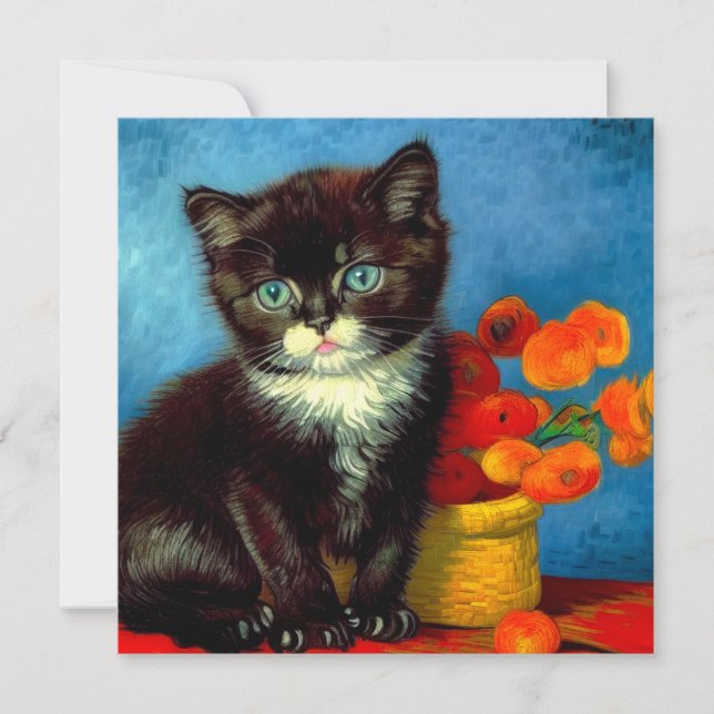 Invitación Van Gogh Tuxedo Cat (Anverso)