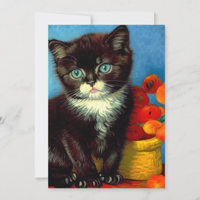 Invitación Van Gogh Tuxedo Cat (Anverso)