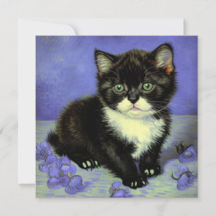 Invitación Van Gogh Tuxedo Kitten