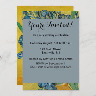 Invitación Van Gogh Vase con el impresionismo clásico irlandé