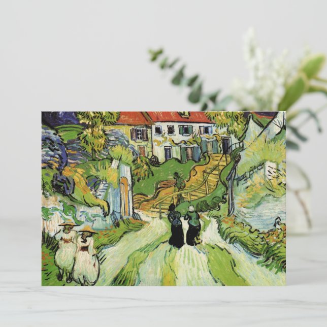 Invitación Van Gogh Village Street y Steps Auvers, figuras (Anverso de pie)