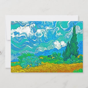 Invitación Van Gogh Wheatfield con cipreses