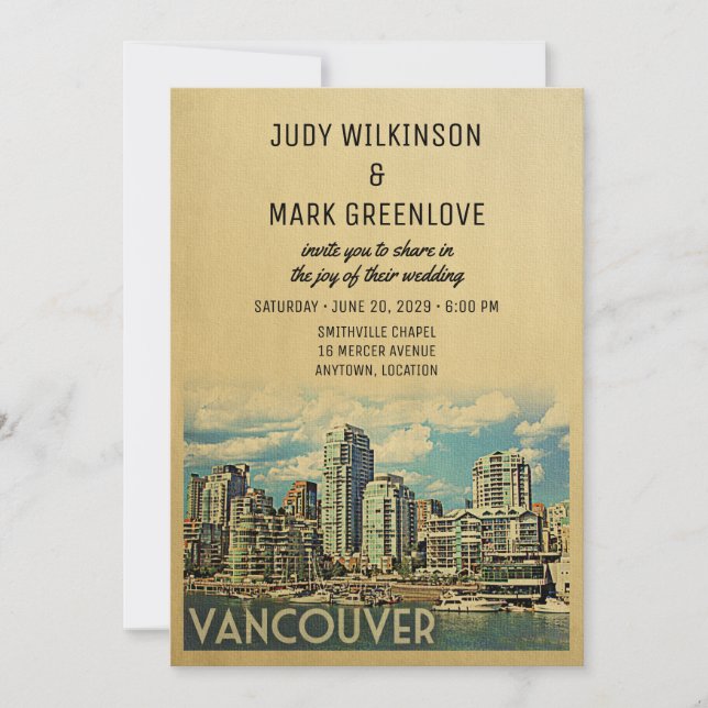 Invitación Vancouver Wedding Invitation Canada (Anverso)