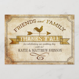 Invitación Vane Rustic Gracias A Vintage Farm Rooster Weather