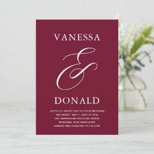 Invitación Vanessa Burgundy Modern Boda
