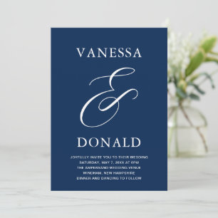 Invitación Vanessa Navy Blue Modern Boda