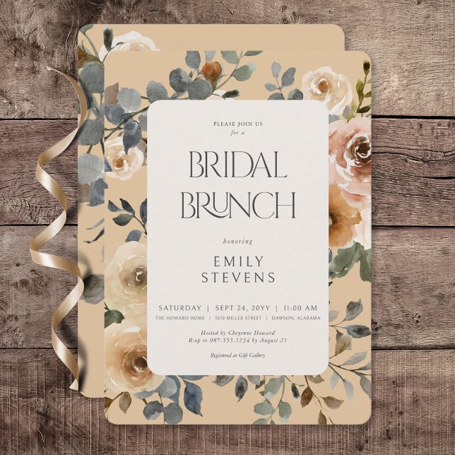 Invitación Vanilla White Boho Rosas Cream Bridal Brunch (Vanilla White Boho Roses Cream Bridal Brunch Invitation)