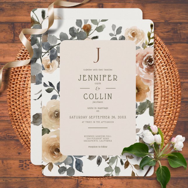 Invitación Vanilla White Boho Roses Cream Wedding Invitation (Subido por el creador)