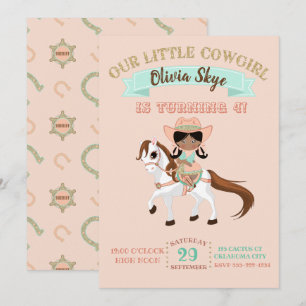 Invitación Vaquera a Caballo Chicas Cumpleaños Étnico