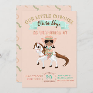 Invitación Vaquera afroamericana en cumpleaños de los chicas