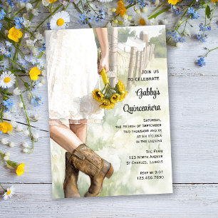Invitación Vaquera Country Girasoles Aquarela Quinceañera