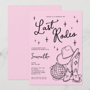 Invitación Vaquera Country Rosa Último Rodeo Fiesta de Desped