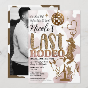 Invitación Vaquera de Bola de Disco Último Rodeo de Despedida