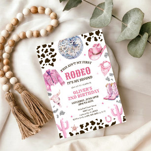 Invitación Vaquera de Rodeo Occidental Segundo Cumpleaños de 