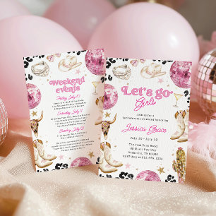 Invitación Vaquera del Disco Rosa Fin de semana de soltera en