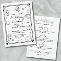 Vaquera Disco Dibujada a Mano Fiesta de Despedida 