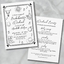 Invitación Vaquera Disco Dibujada a Mano Fiesta de Despedida 