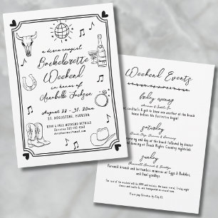 Invitación Vaquera Disco Dibujada a Mano Fiesta de Despedida 