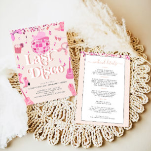 Invitación Vaquera Disco Nashville Rodeo Rosa   Despedida de 