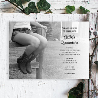 Invitación Vaquera en la cerca del Fiesta de Barn Occidental 