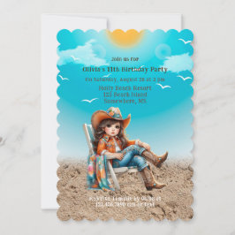 Invitación Vaquera en la fiesta de cumpleaños de la playa