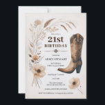Invitación Vaquera invitada de cumpleaños 21<br><div class="desc">Celebra tu gran día al estilo occidental con nuestra invitación de 21 años! Ensillar para una fiesta de cumpleaños rústica y encantadora con nuestras botas de vaquero y vaquero invitan a capturar perfectamente la esencia de un país fiesta occidental. Tanto si eres aficionado al baile de líneas como si simplemente...</div>