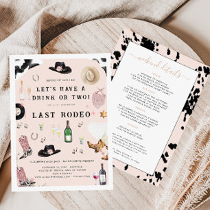 Invitación Vaquera Nashville Rosa Último Rodeo   Despedida de