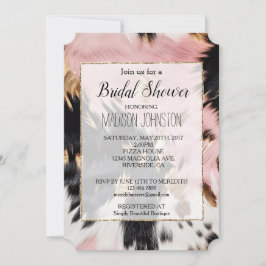 Invitación Vaquera Occidental Cuero de Vaca Rosa Negro Blanco