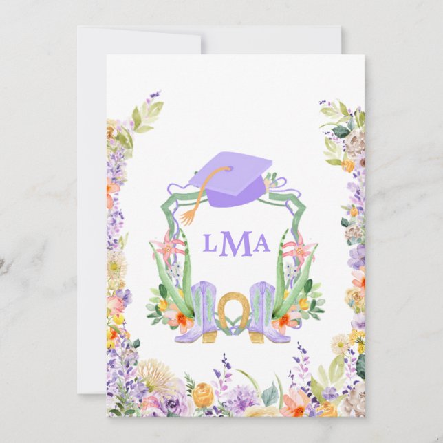 Invitación Vaquera Preppy Morada  (Anverso)