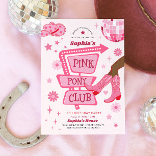 Invitación Vaquera Rosa Club de Poni Rosa Fiesta de Cumpleaño